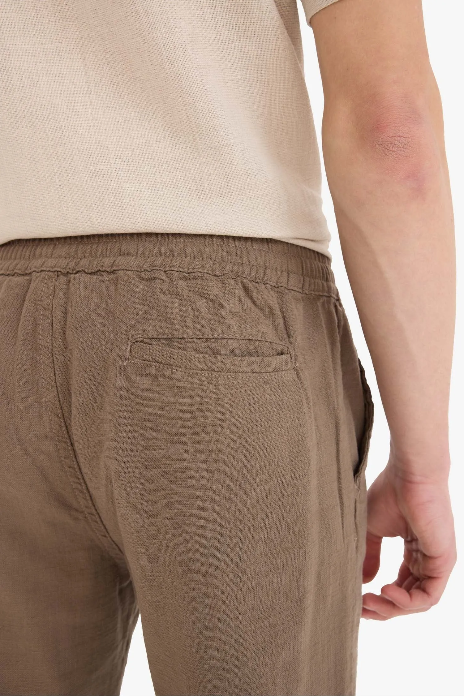 100% Cotton Summer Waisty Strap-on Jogger Pants Slim Fit Fit Fit Fit Fit With Flat Leg Pocket