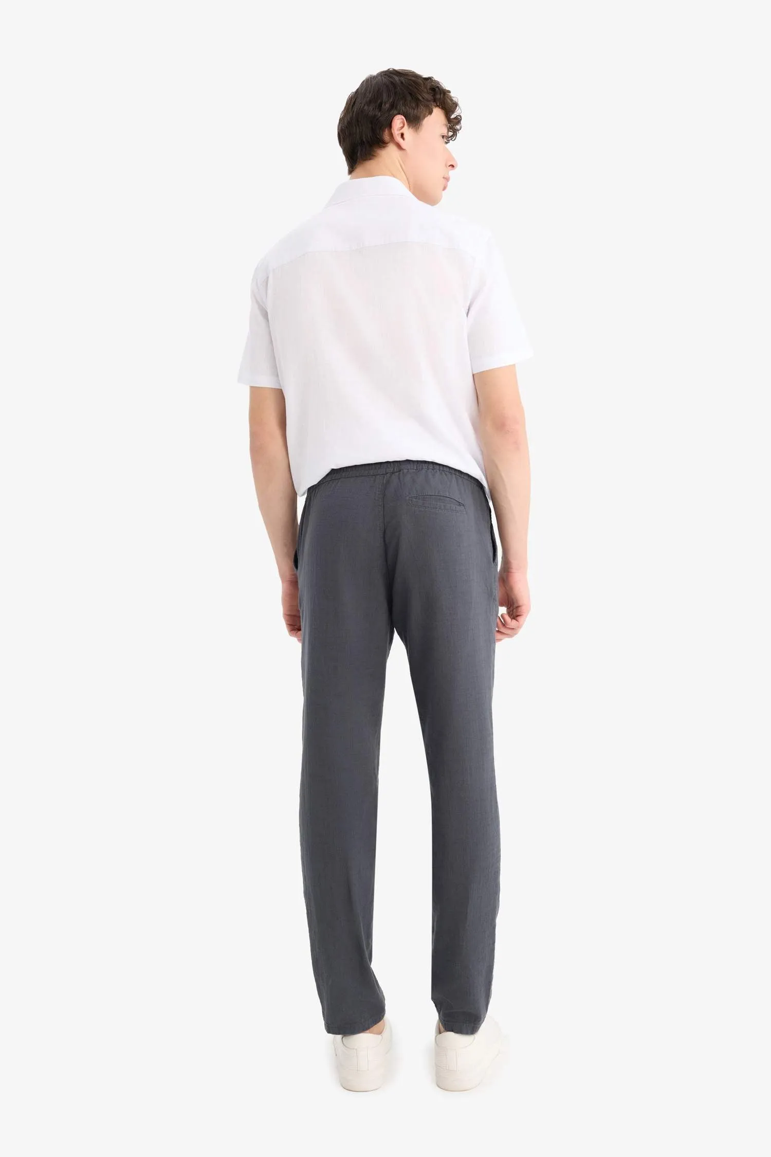 100% Cotton Summer Waisty Strap-on Jogger Pants Slim Fit Fit Fit Fit Fit With Flat Leg Pocket