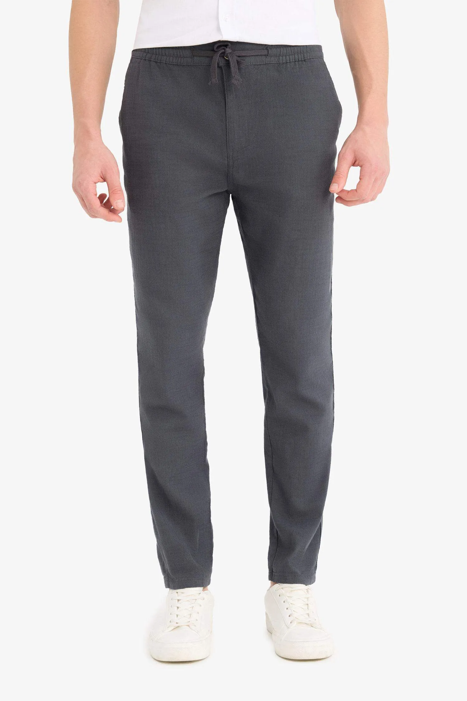 100% Cotton Summer Waisty Strap-on Jogger Pants Slim Fit Fit Fit Fit Fit With Flat Leg Pocket