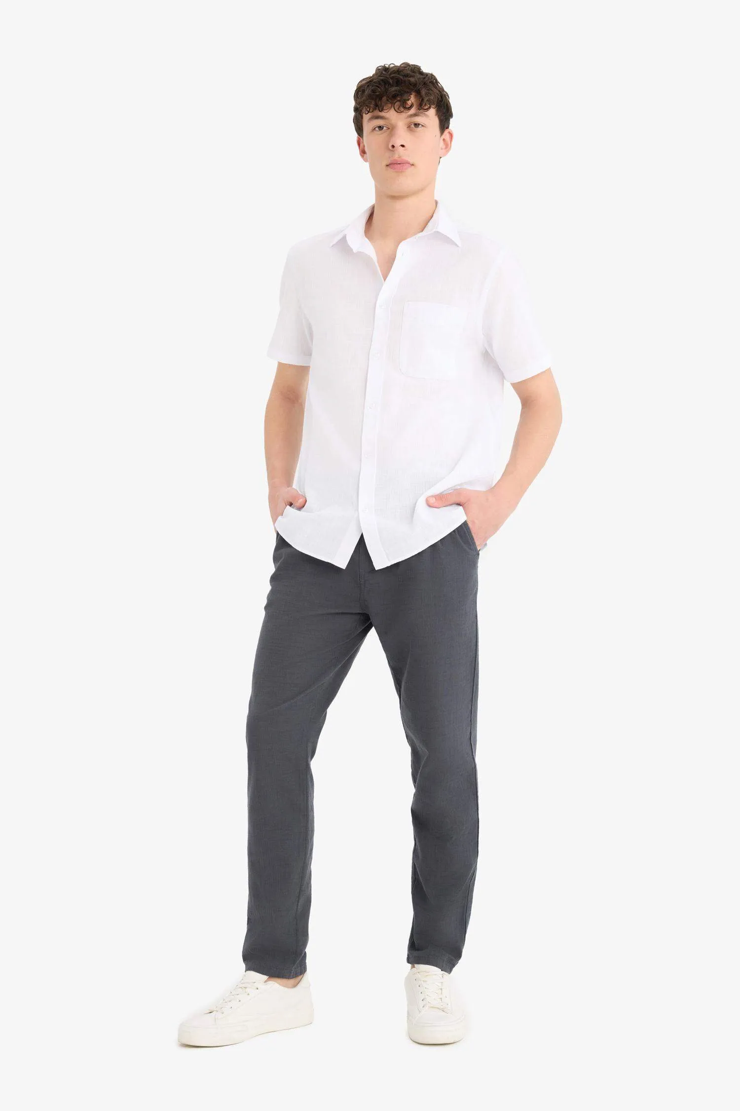 100% Cotton Summer Waisty Strap-on Jogger Pants Slim Fit Fit Fit Fit Fit With Flat Leg Pocket