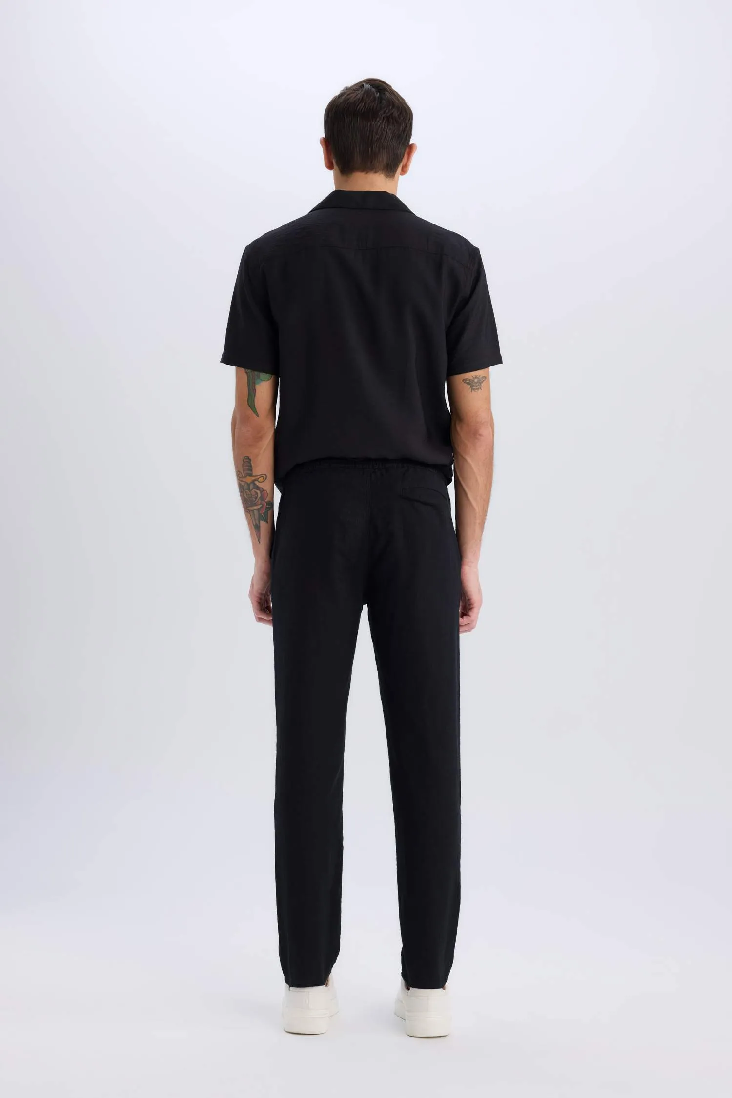 100% Cotton Summer Waisty Strap-on Jogger Pants Slim Fit Fit Fit Fit Fit With Flat Leg Pocket