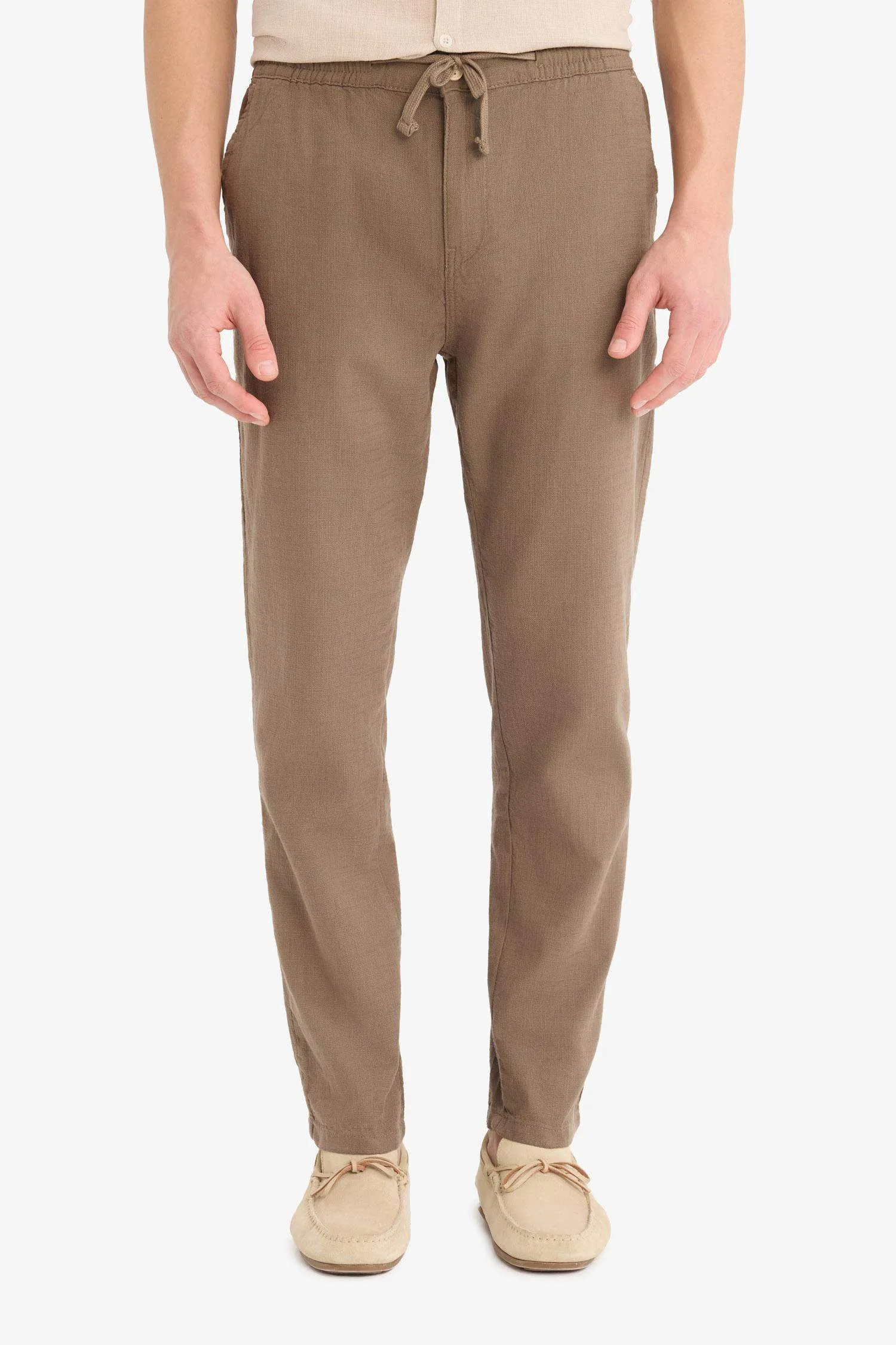 100% Cotton Summer Waisty Strap-on Jogger Pants Slim Fit Fit Fit Fit Fit With Flat Leg Pocket