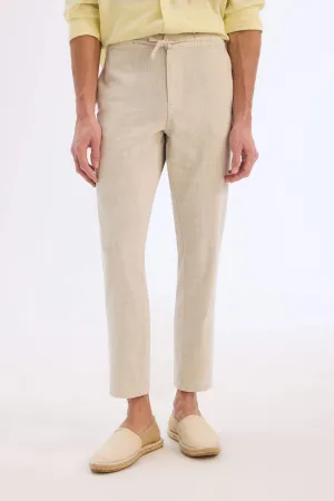 100% Cotton Summer Waisty Strap-on Jogger Pants Slim Fit Fit Fit Fit Fit With Flat Leg Pocket