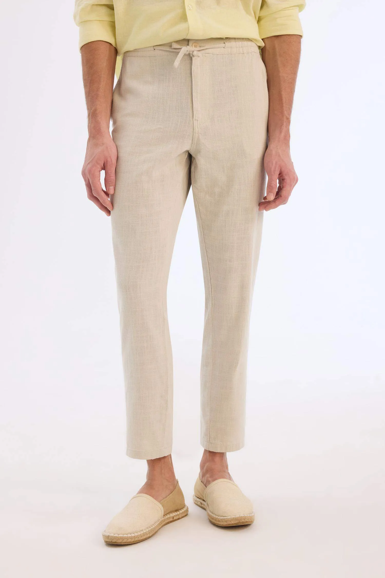 100% Cotton Summer Waisty Strap-on Jogger Pants Slim Fit Fit Fit Fit Fit With Flat Leg Pocket