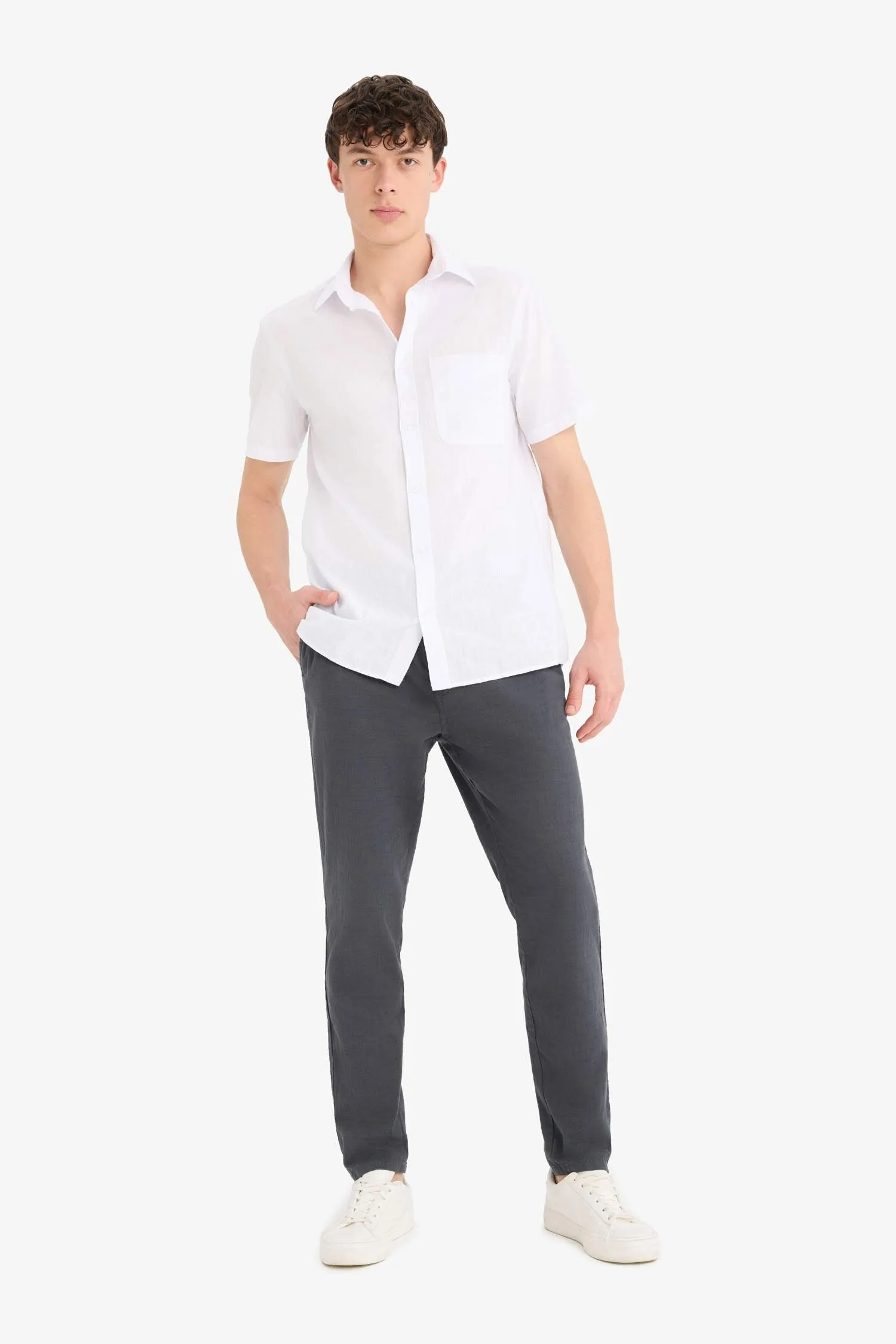 100% Cotton Summer Waisty Strap-on Jogger Pants Slim Fit Fit Fit Fit Fit With Flat Leg Pocket