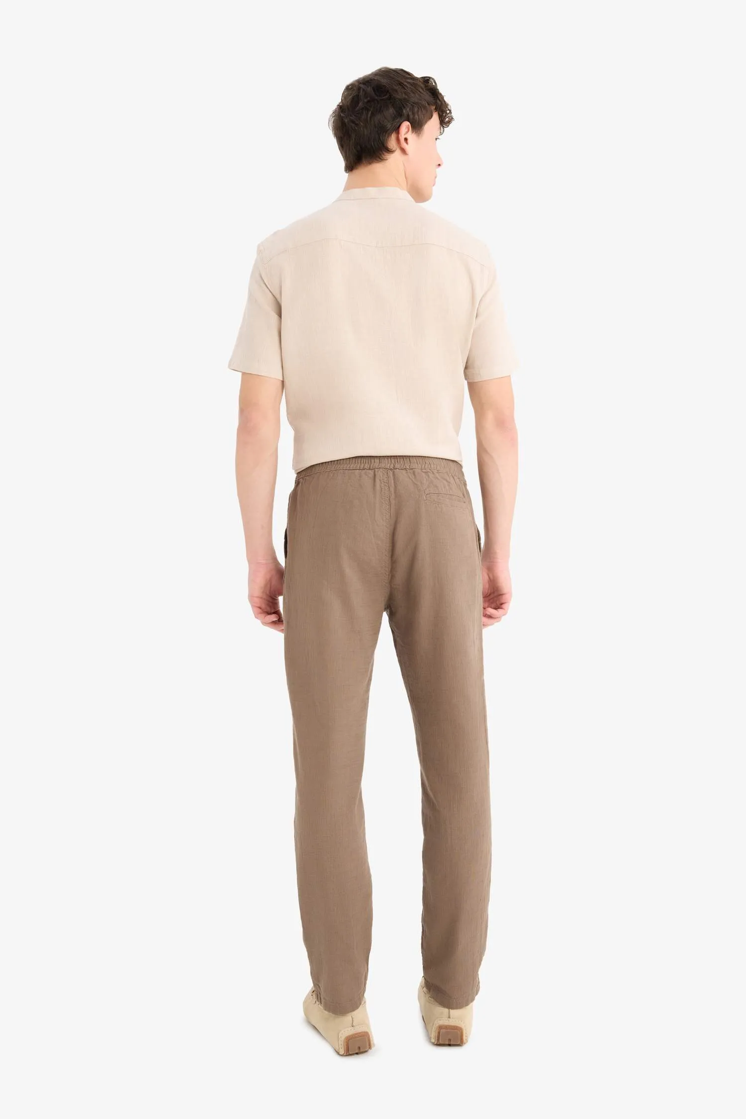 100% Cotton Summer Waisty Strap-on Jogger Pants Slim Fit Fit Fit Fit Fit With Flat Leg Pocket
