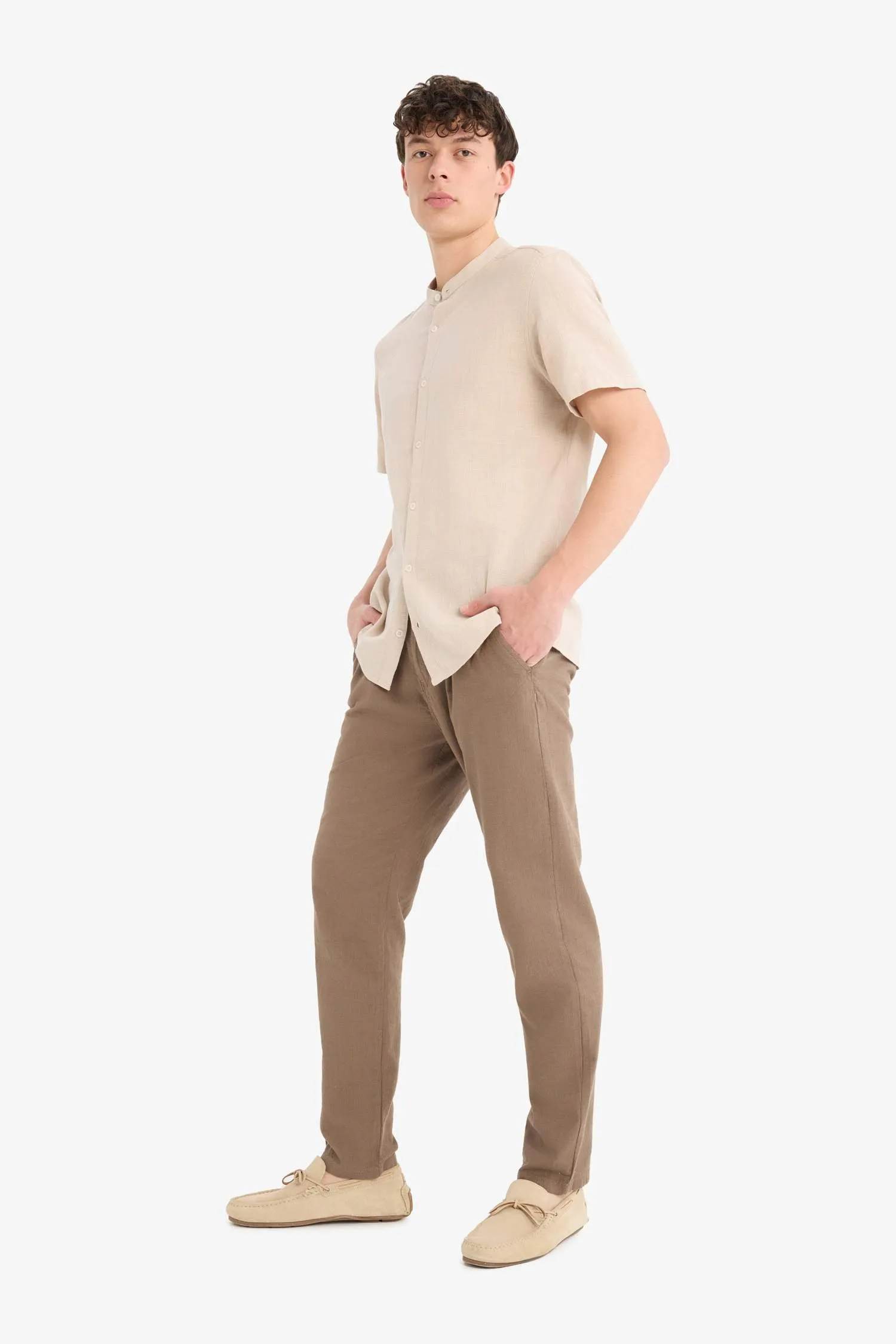 100% Cotton Summer Waisty Strap-on Jogger Pants Slim Fit Fit Fit Fit Fit With Flat Leg Pocket
