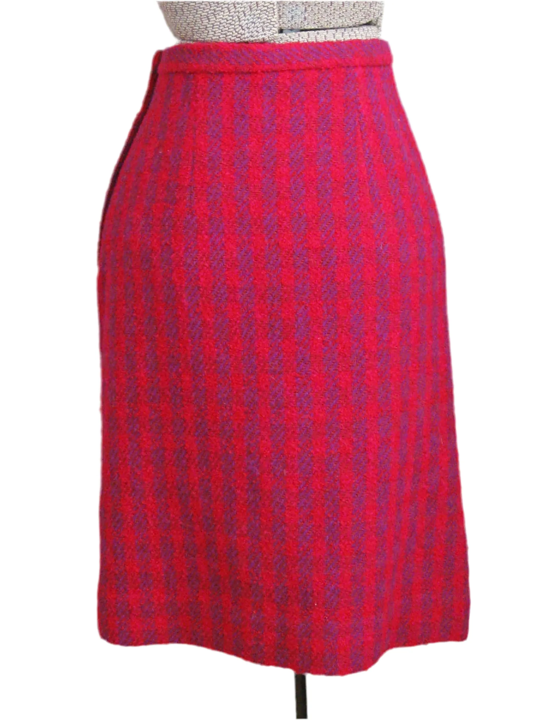 1950s Pencil Skirt Pink Boucle Wool