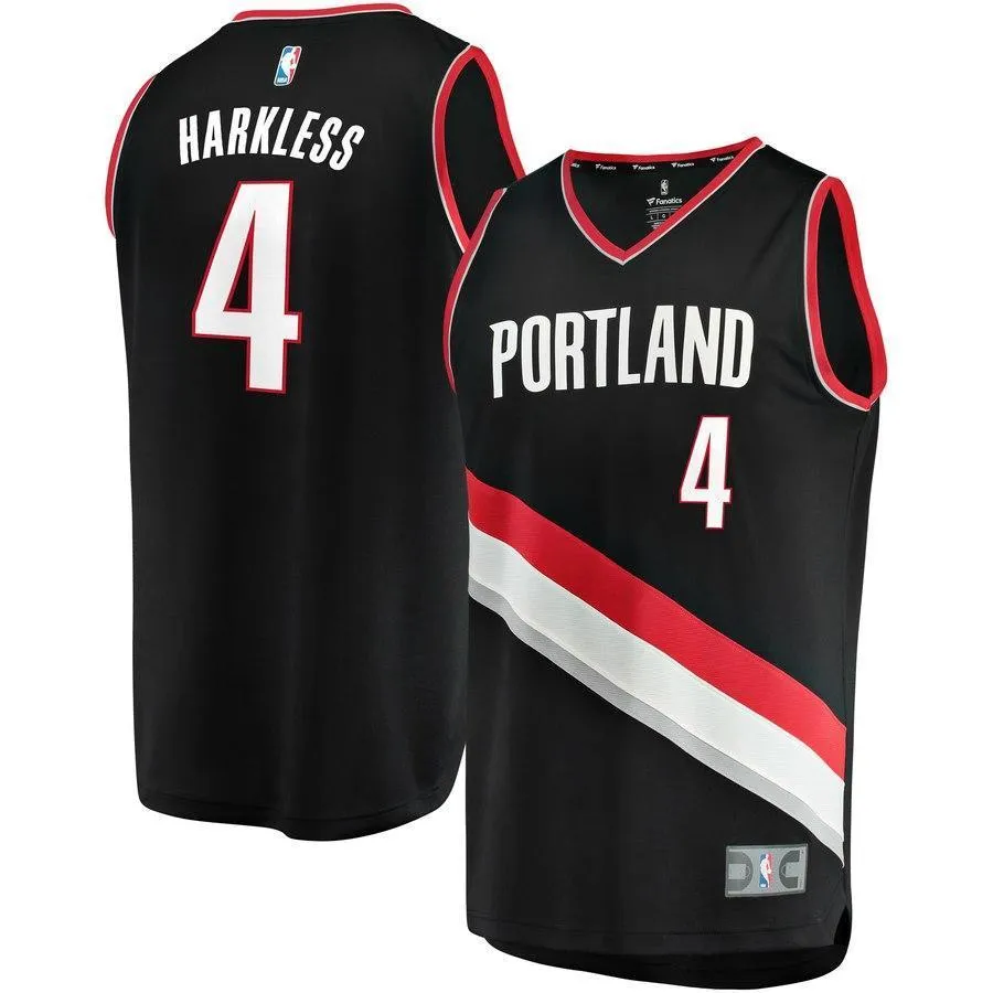 4 - Maurice Harkless Black Portland Trail Blazers Fast Break Team Color Player Jersey - Icon Edition - Black