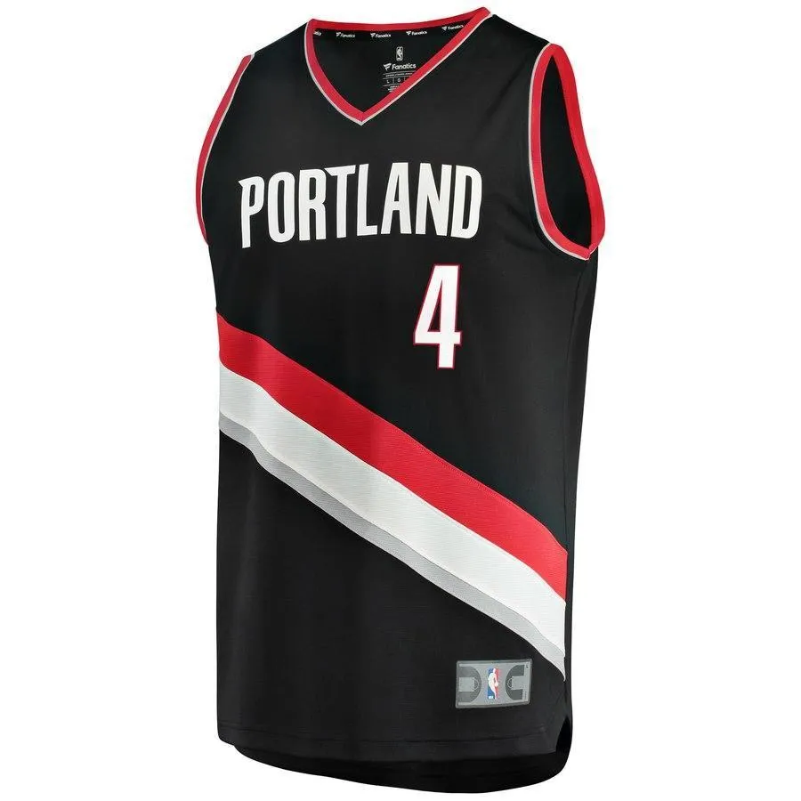 4 - Maurice Harkless Black Portland Trail Blazers Fast Break Team Color Player Jersey - Icon Edition - Black