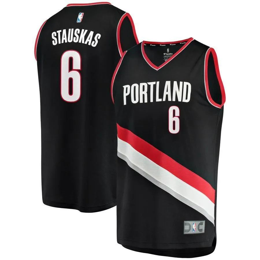 6 - Nik Stauskas Portland Trail Blazers Fast Break Replica Jersey – Icon Edition - Black