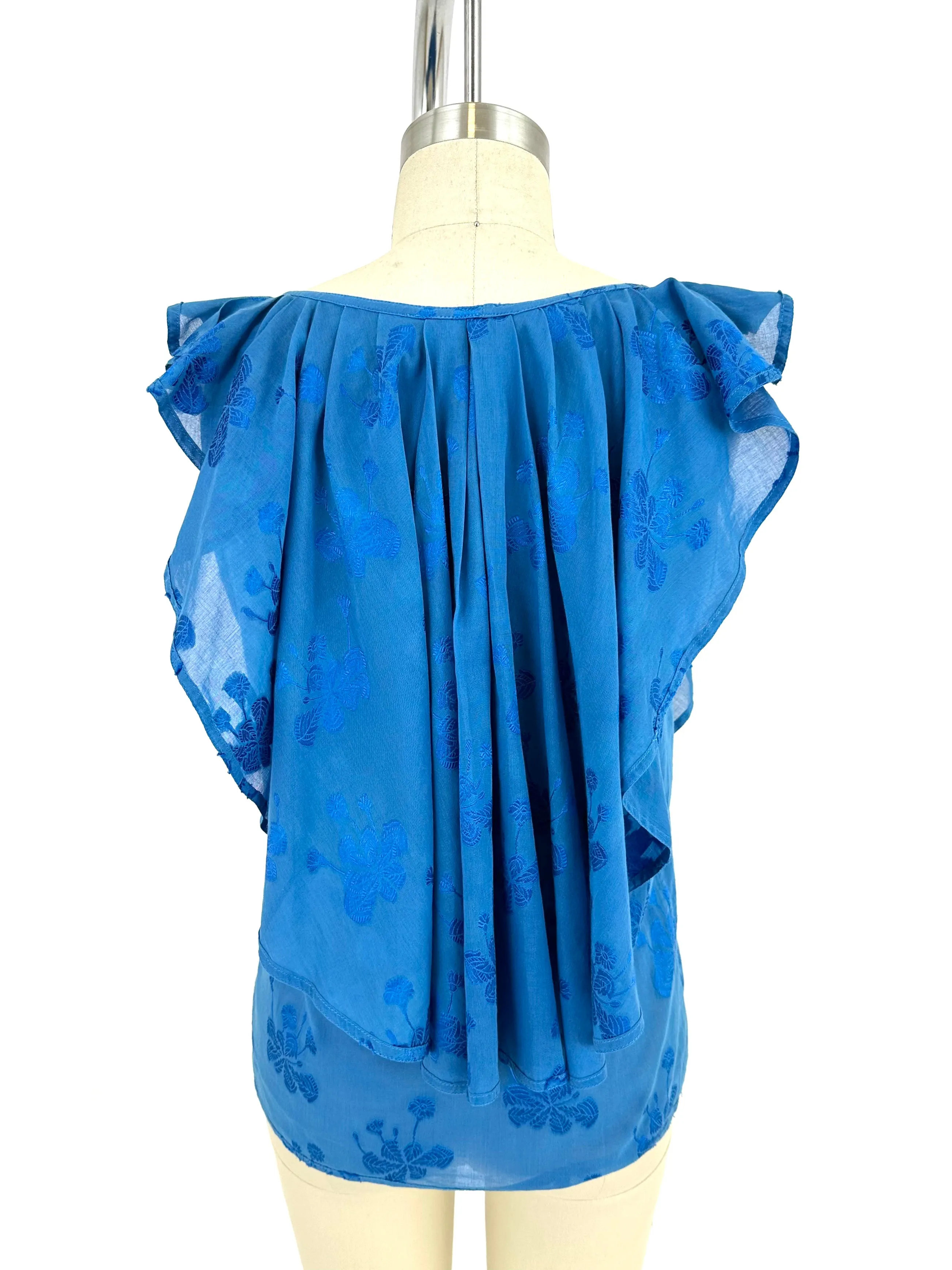 80s Gianni Versace Floral Ruffle Top