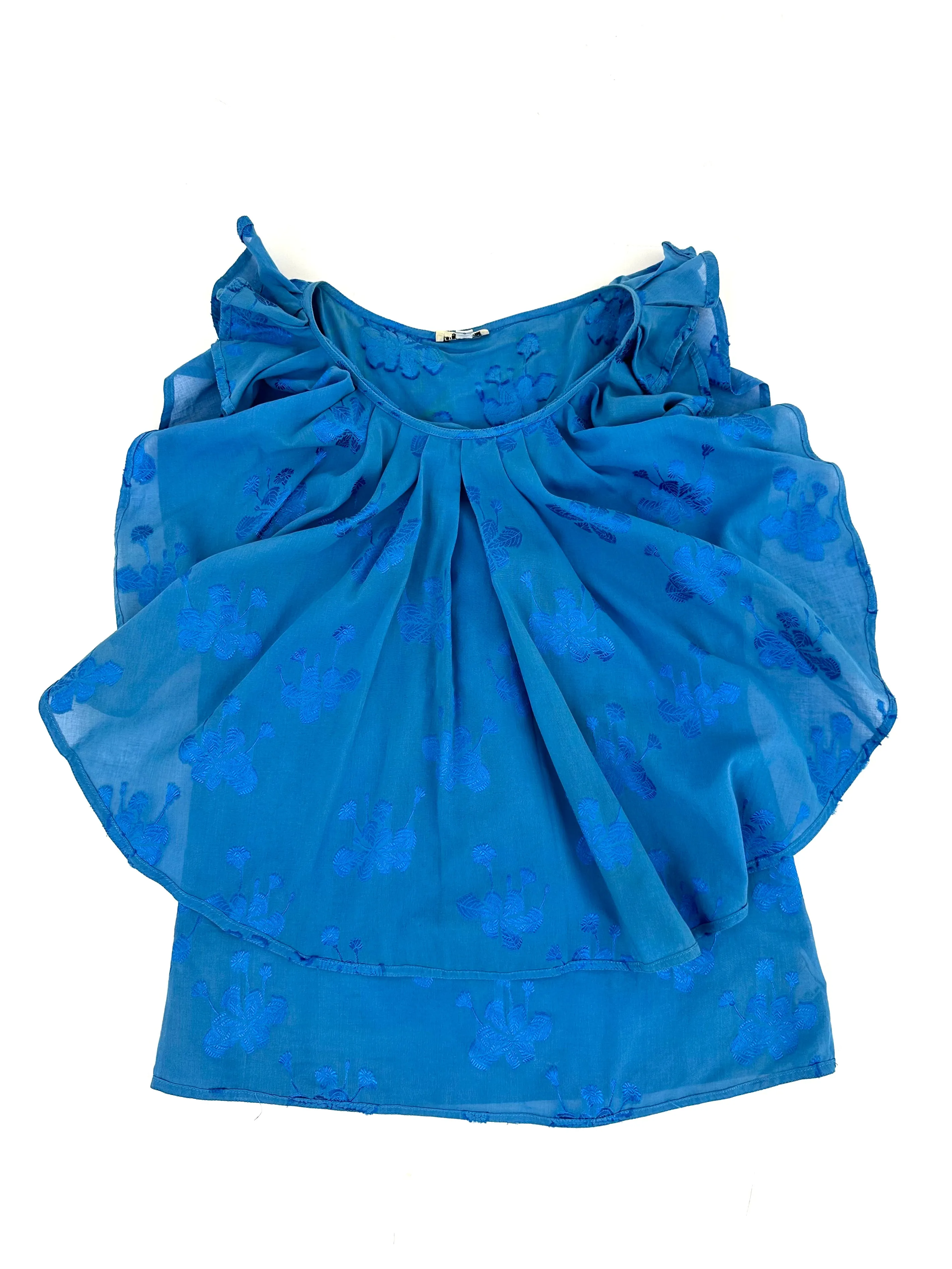 80s Gianni Versace Floral Ruffle Top