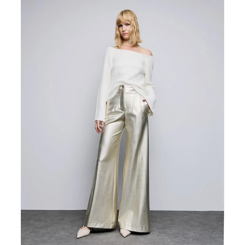 Access Gold Textured Flare Trouser