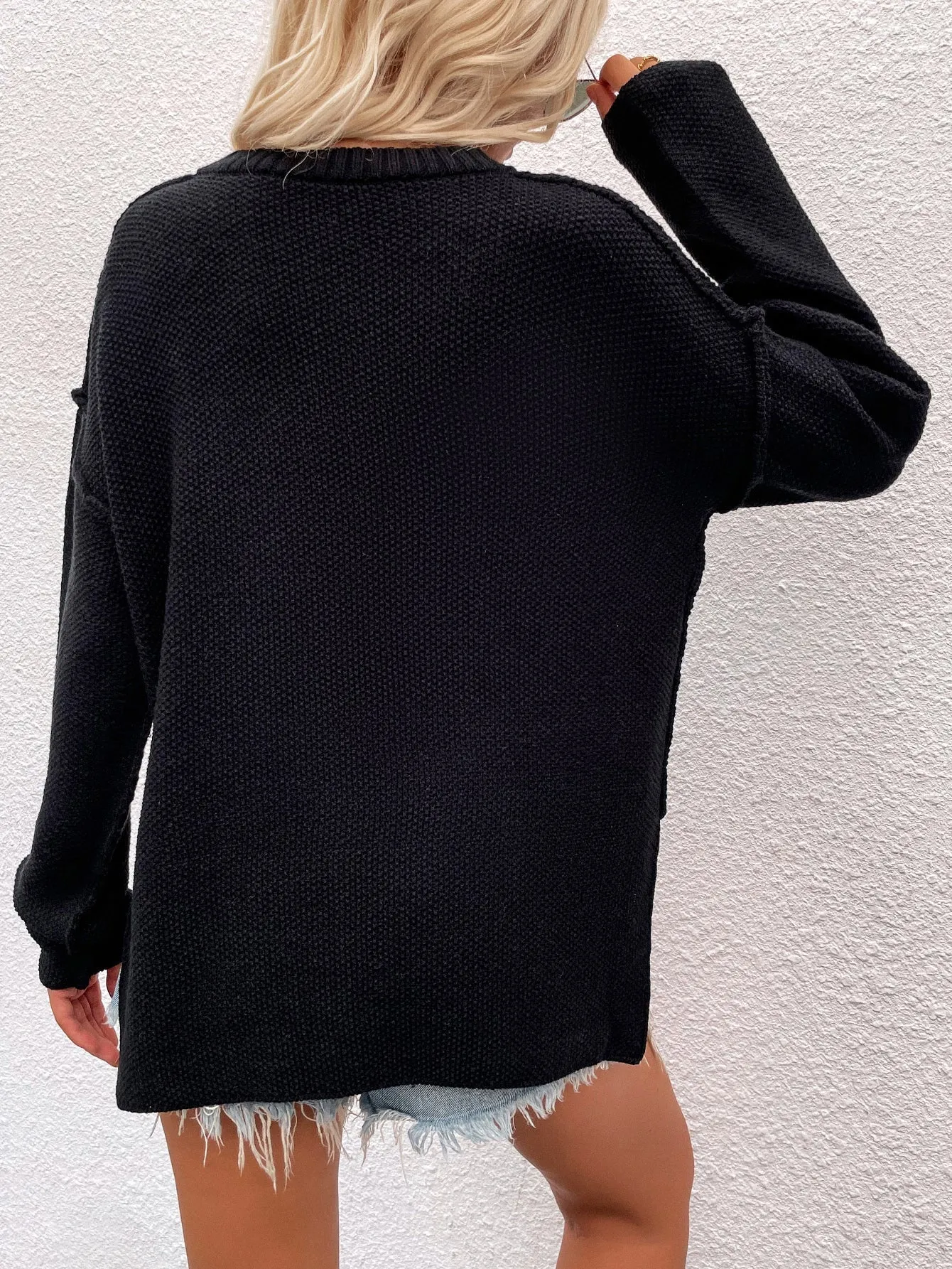 Adyn Collared Button Down Knit Sweater - Black
