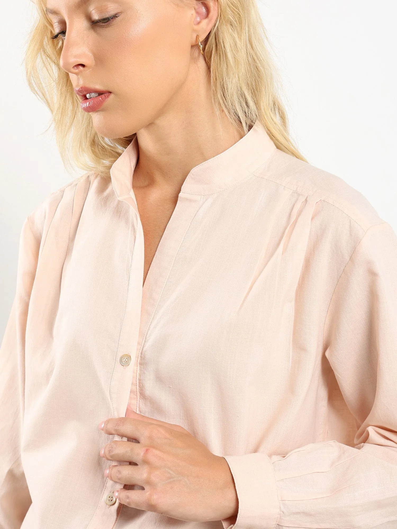Akhen Pleated Shoulder Button Up