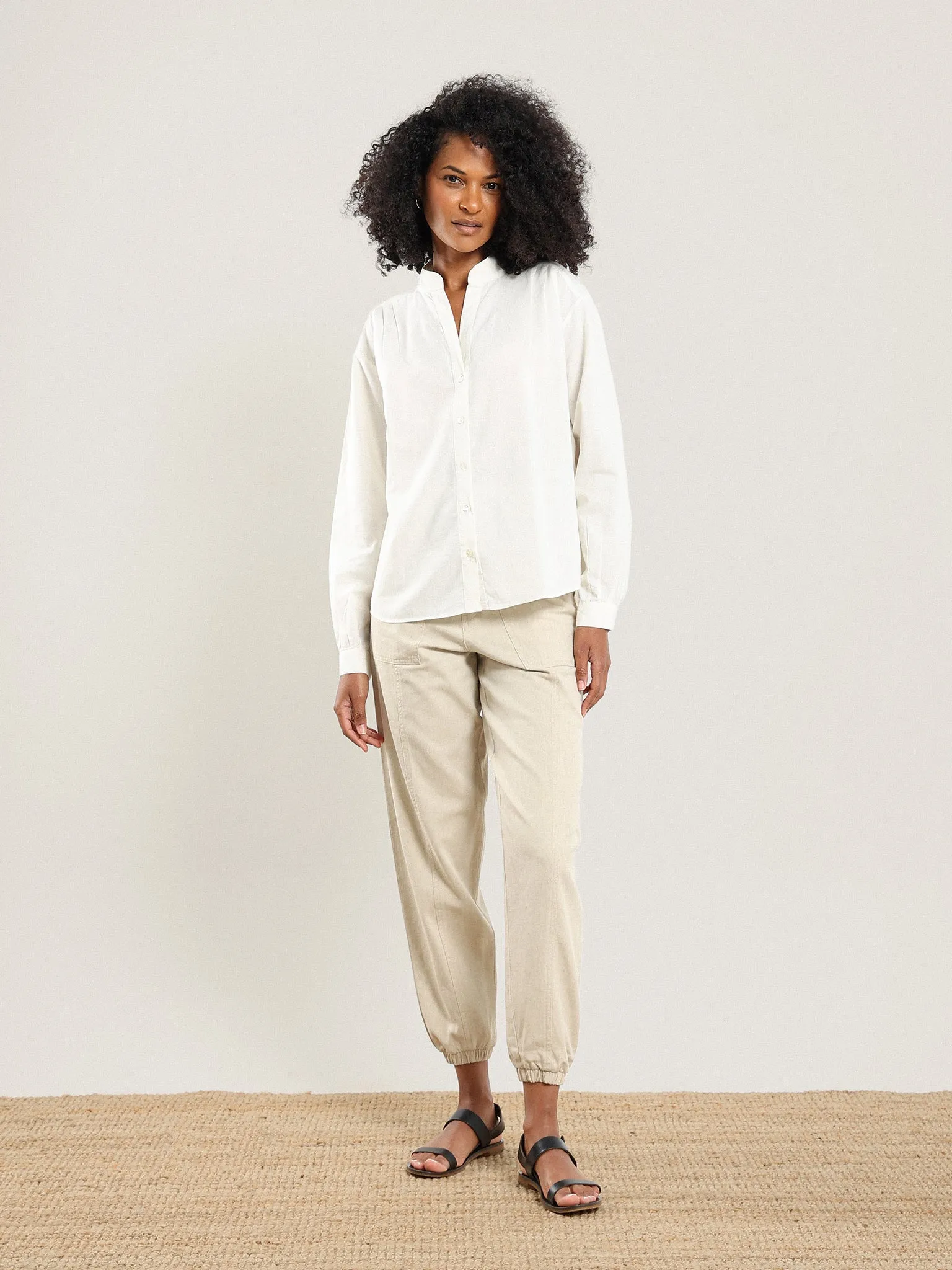 Akhen Pleated Shoulder Button Up