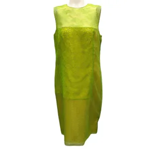Akris Green Sleeveless Lace Midi Dress