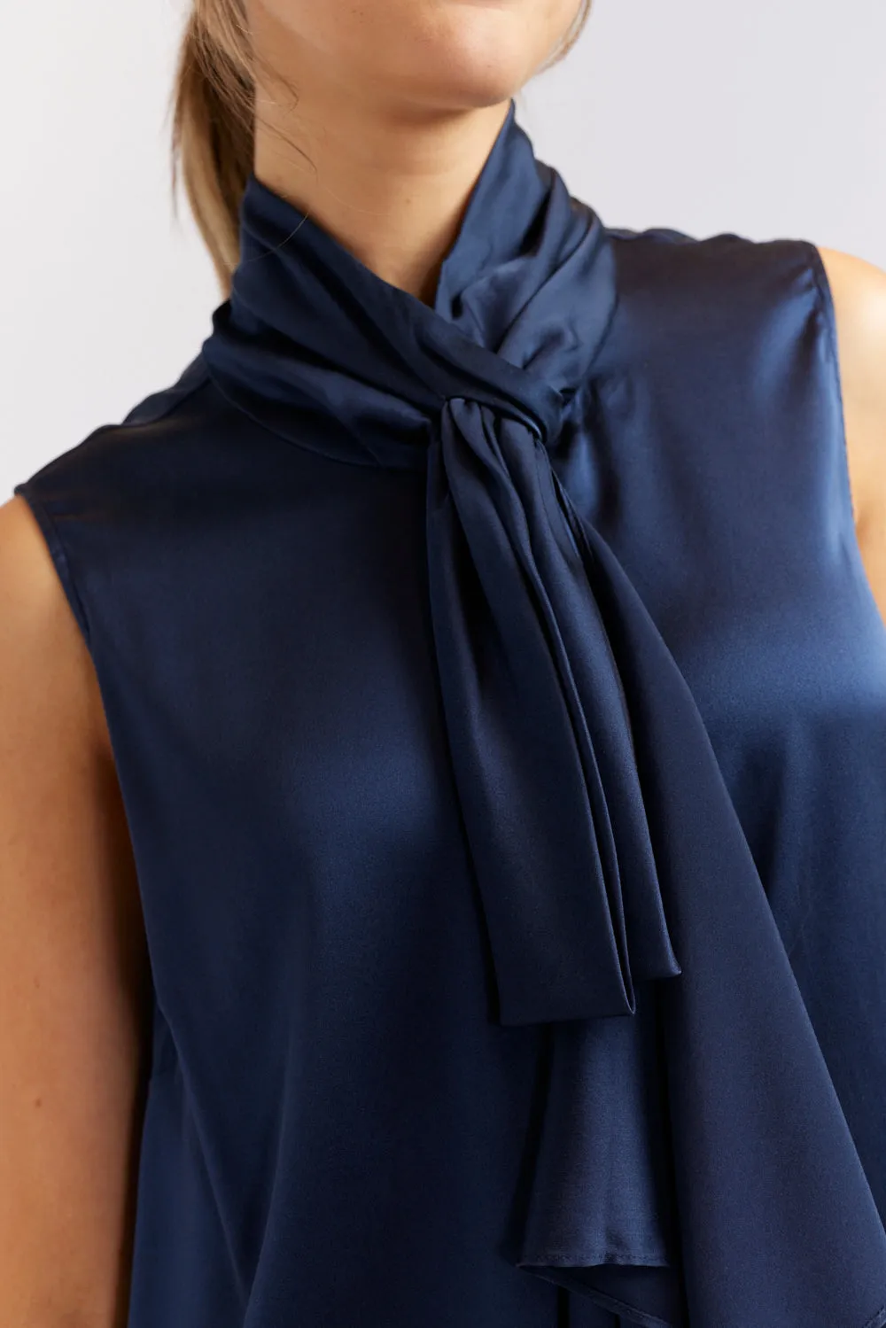Alessandra | Pussy Bow Sleeveless Top