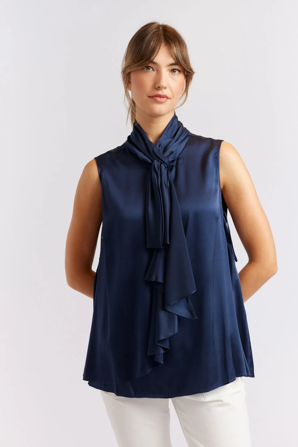 Alessandra | Pussy Bow Sleeveless Top