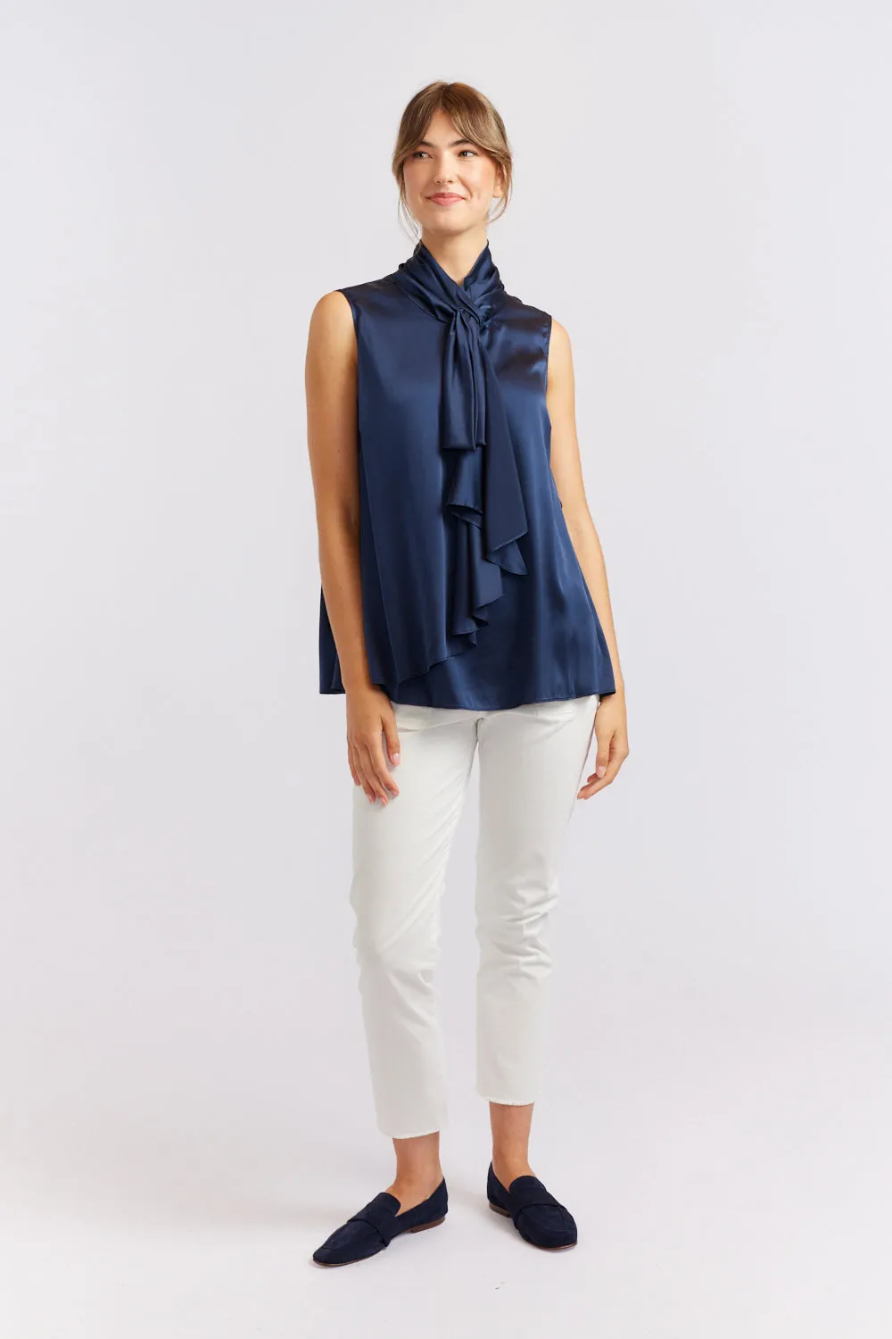 Alessandra | Pussy Bow Sleeveless Top