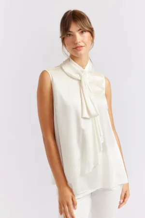 Alessandra | Pussy Bow Sleeveless Top
