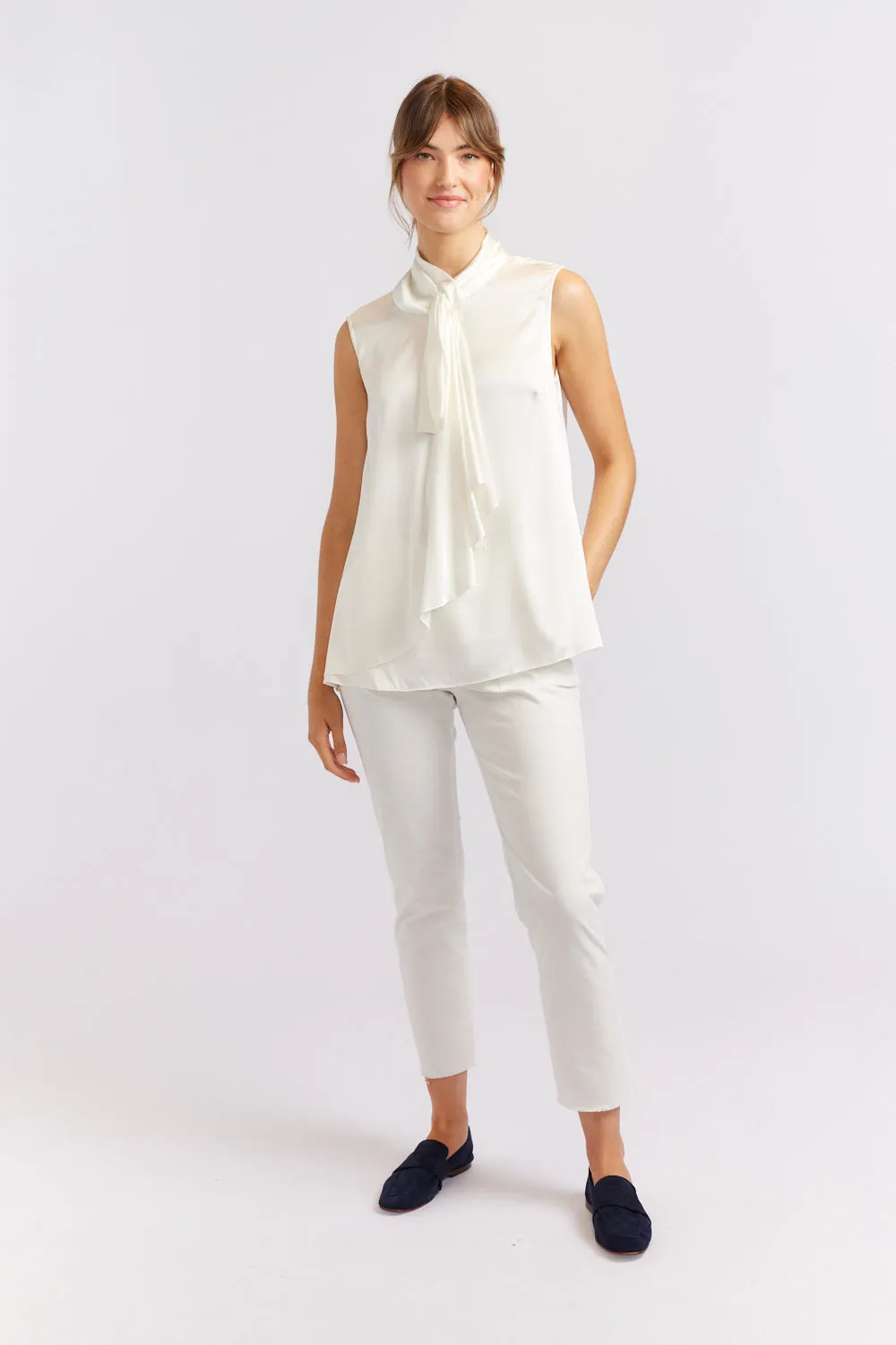 Alessandra | Pussy Bow Sleeveless Top