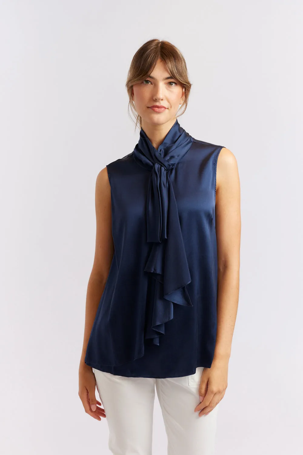 Alessandra | Pussy Bow Sleeveless Top