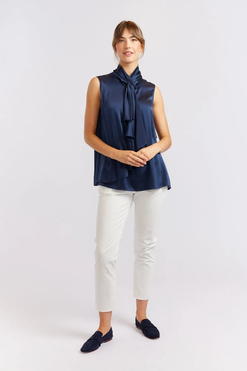 Alessandra | Pussy Bow Sleeveless Top