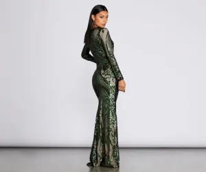 Alexandria Formal Stylish Sequin Scroll Dress