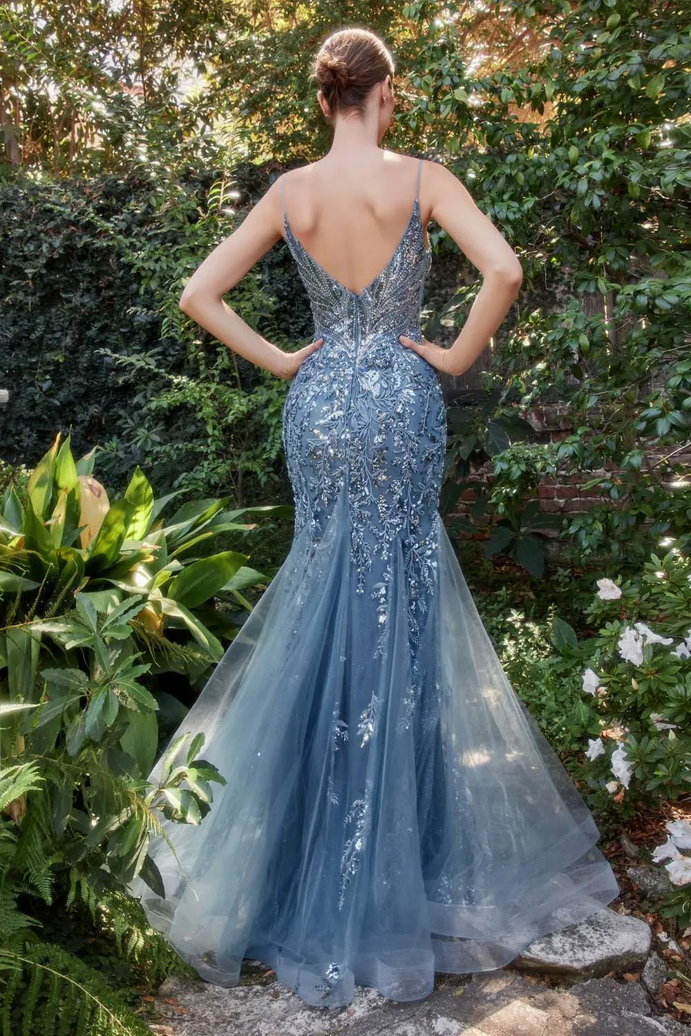 Andrea & Leo A1118 Long Fitted Mermaid Gown with Beaded Lace Applique