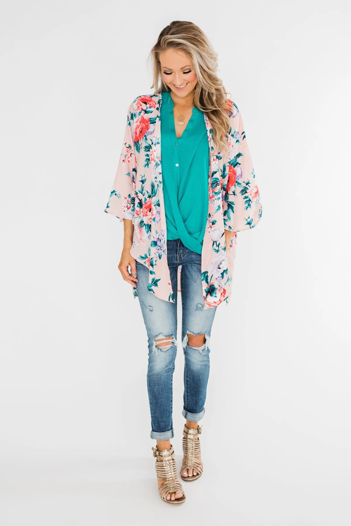 Anywhere With You Twist Tank Top- Turquoise