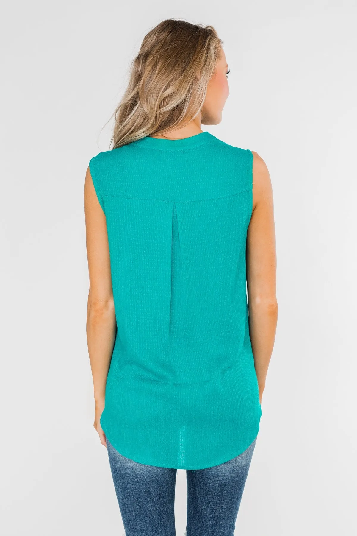 Anywhere With You Twist Tank Top- Turquoise