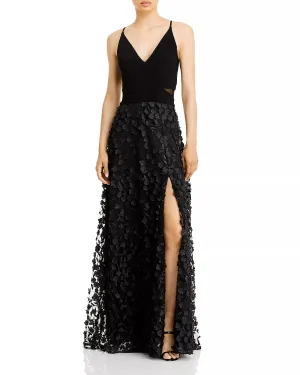 AQUA Floral Applique Gown
