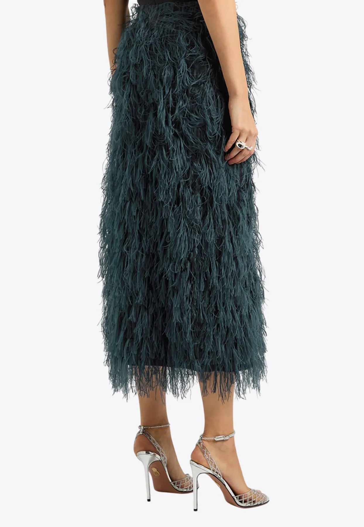 Arion Feathered Midi Skirt