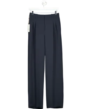 ARITZIA Navy Blue Crepe High-waisted, Wide-leg "the Effortless" Trousers UK 8 TALL