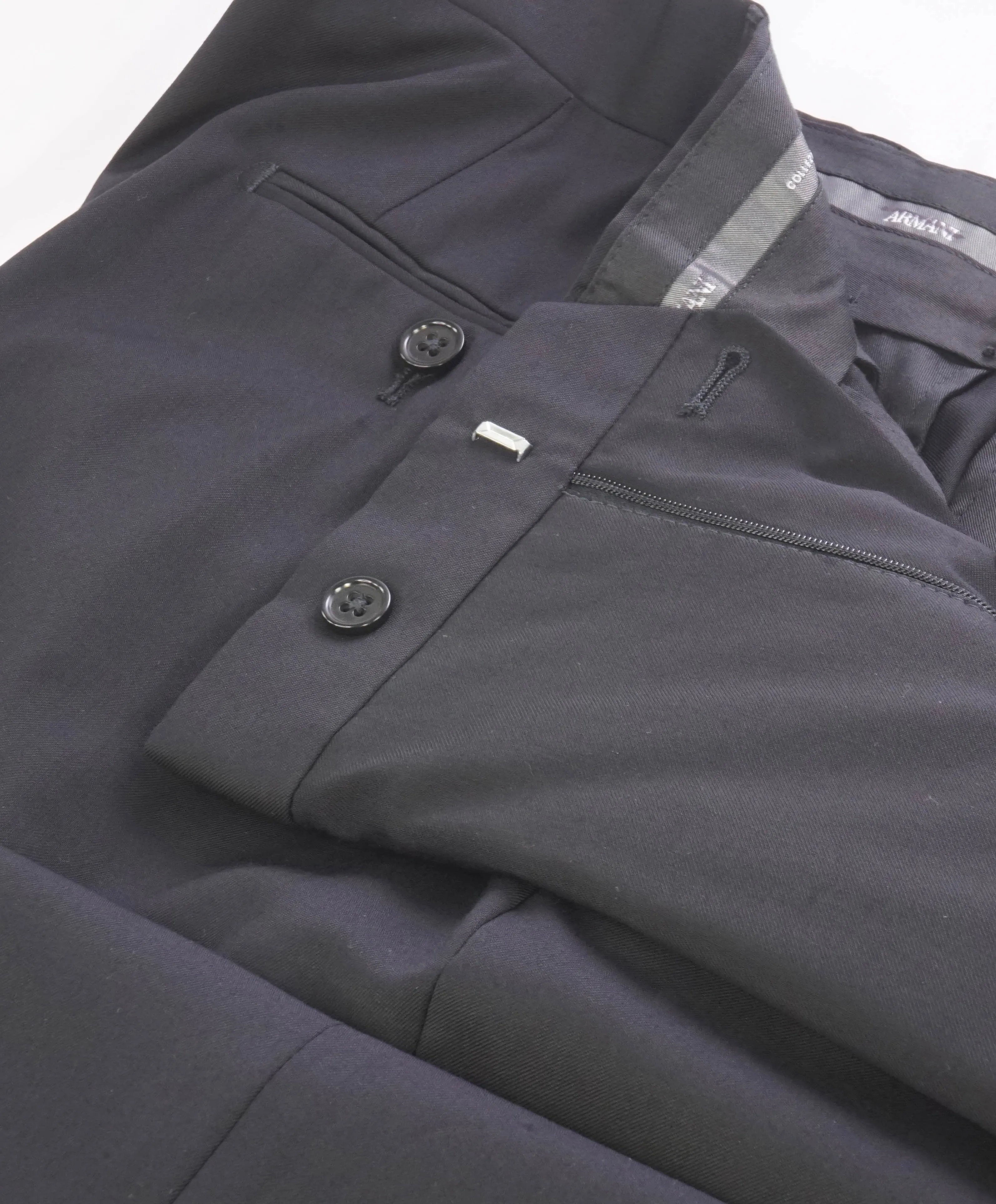ARMANI COLLEZIONI - *CLOSET STAPLE* Black Flat Front Dress Pants - 42W