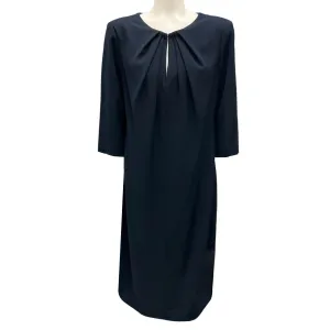 Armani Collezioni Navy Blue 2015 Three-Quarter Sleeved Keyhole Crepe Dress