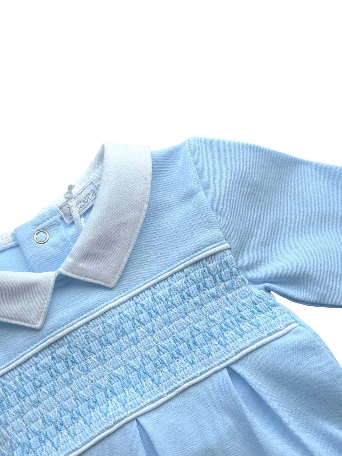Baby Boys Blue Smocked Playsuit
