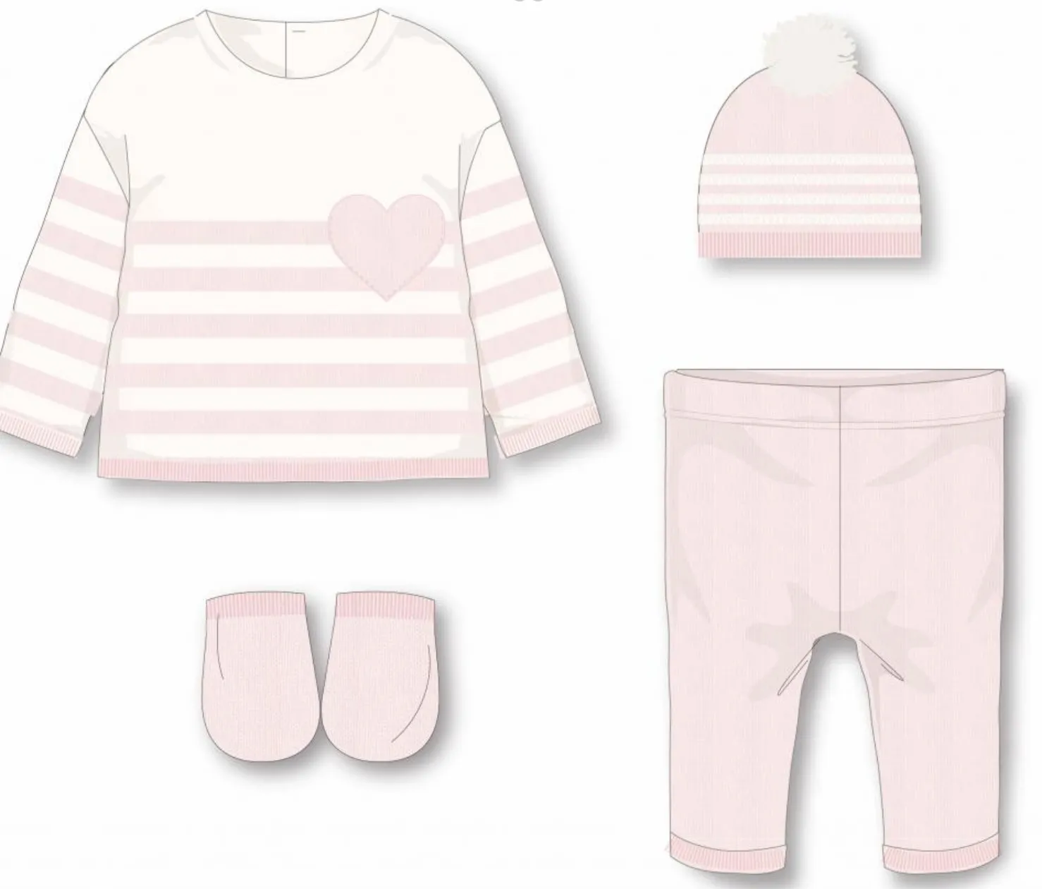 Baby Pink heart knitted box set- Rock a bye baby