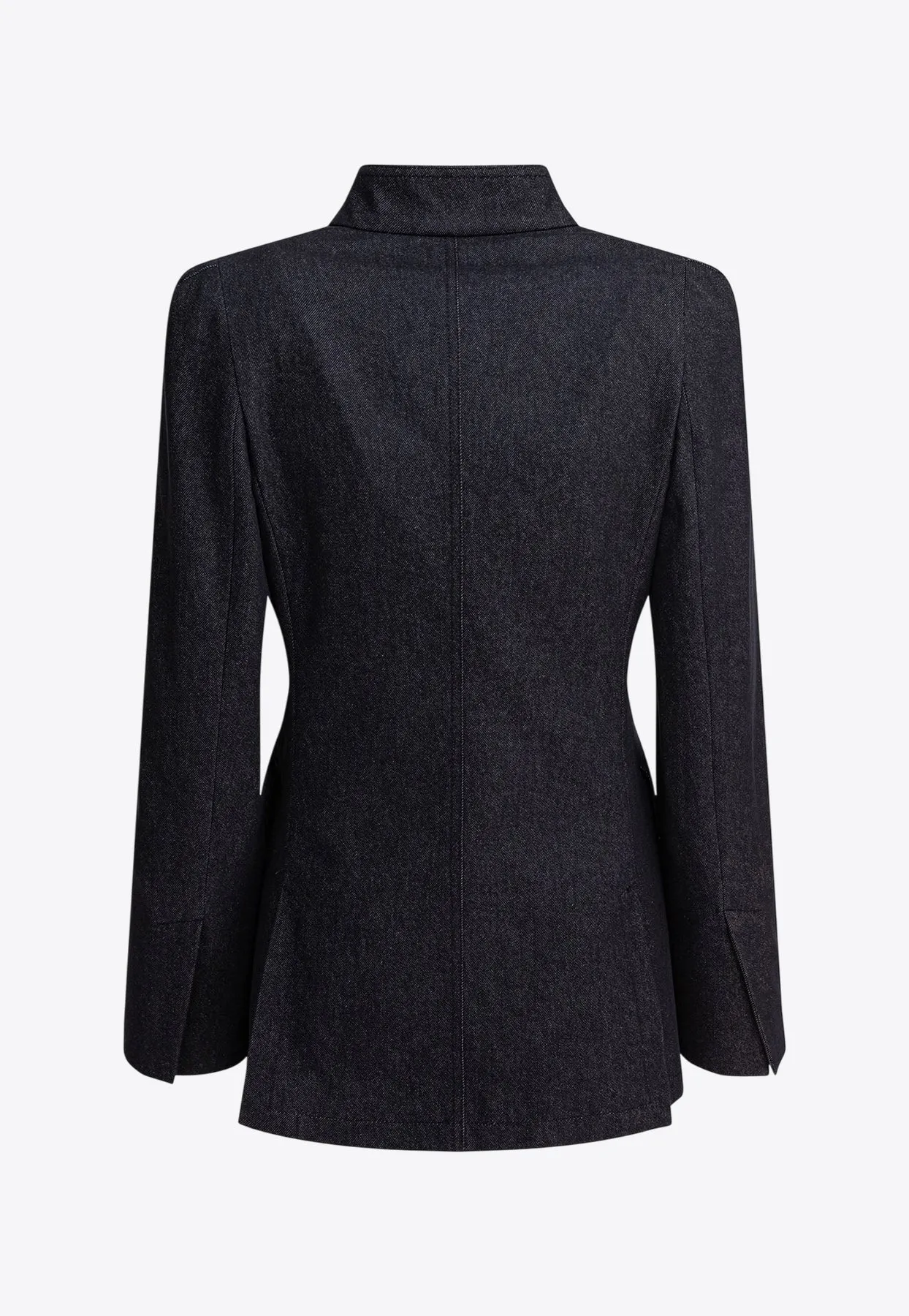 Beatrice Collarless Denim-Effect Blazer