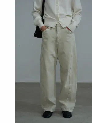 Beige Wide-Leg Trousers