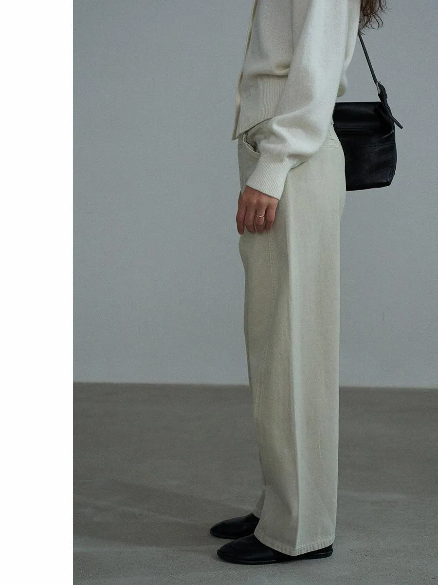 Beige Wide-Leg Trousers
