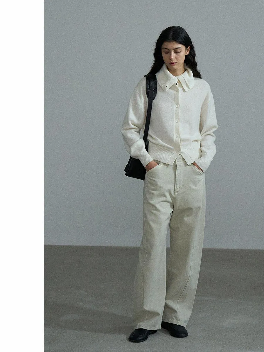 Beige Wide-Leg Trousers