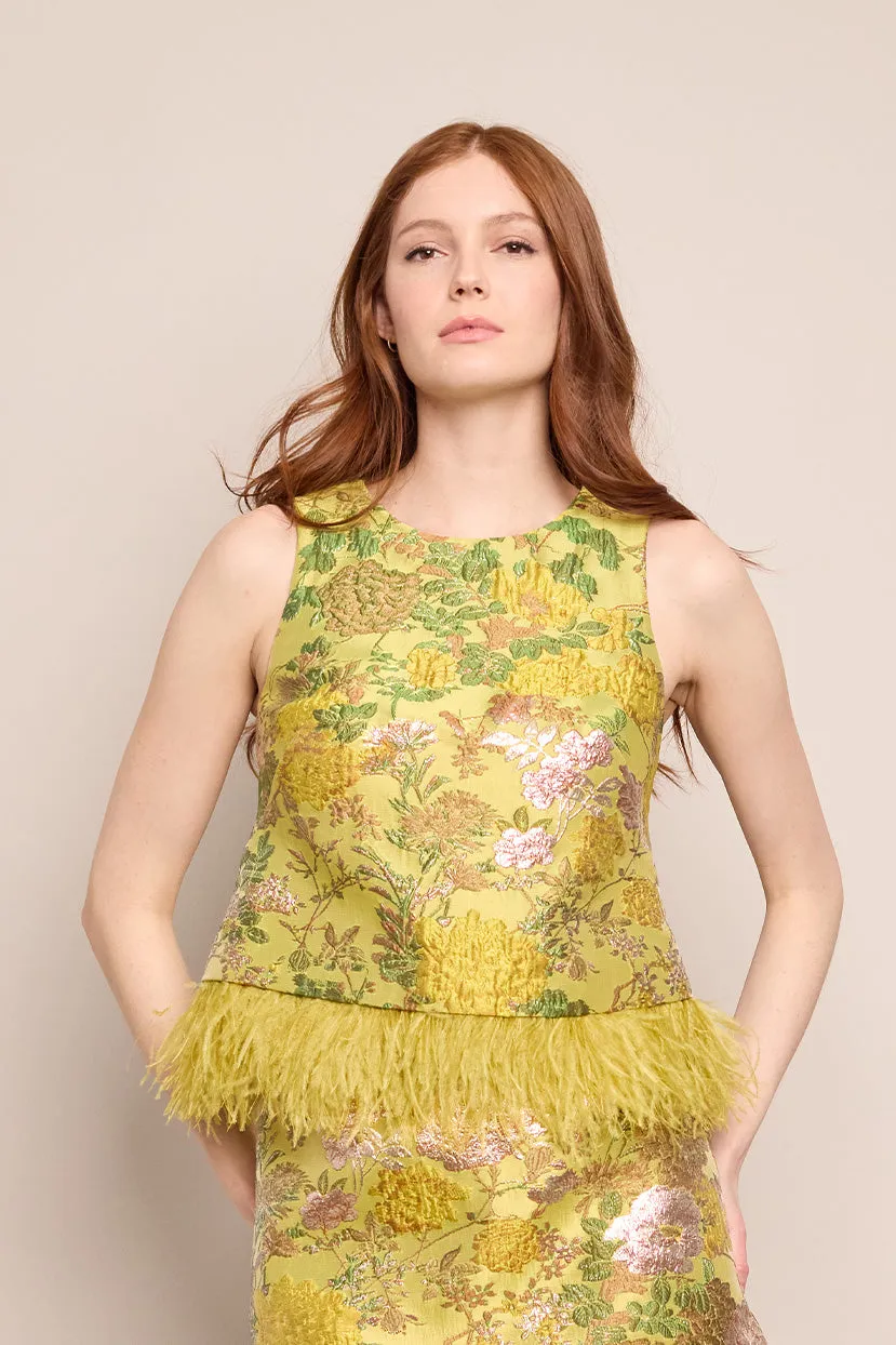 Belmond Top in Floral Matelasse Yellow