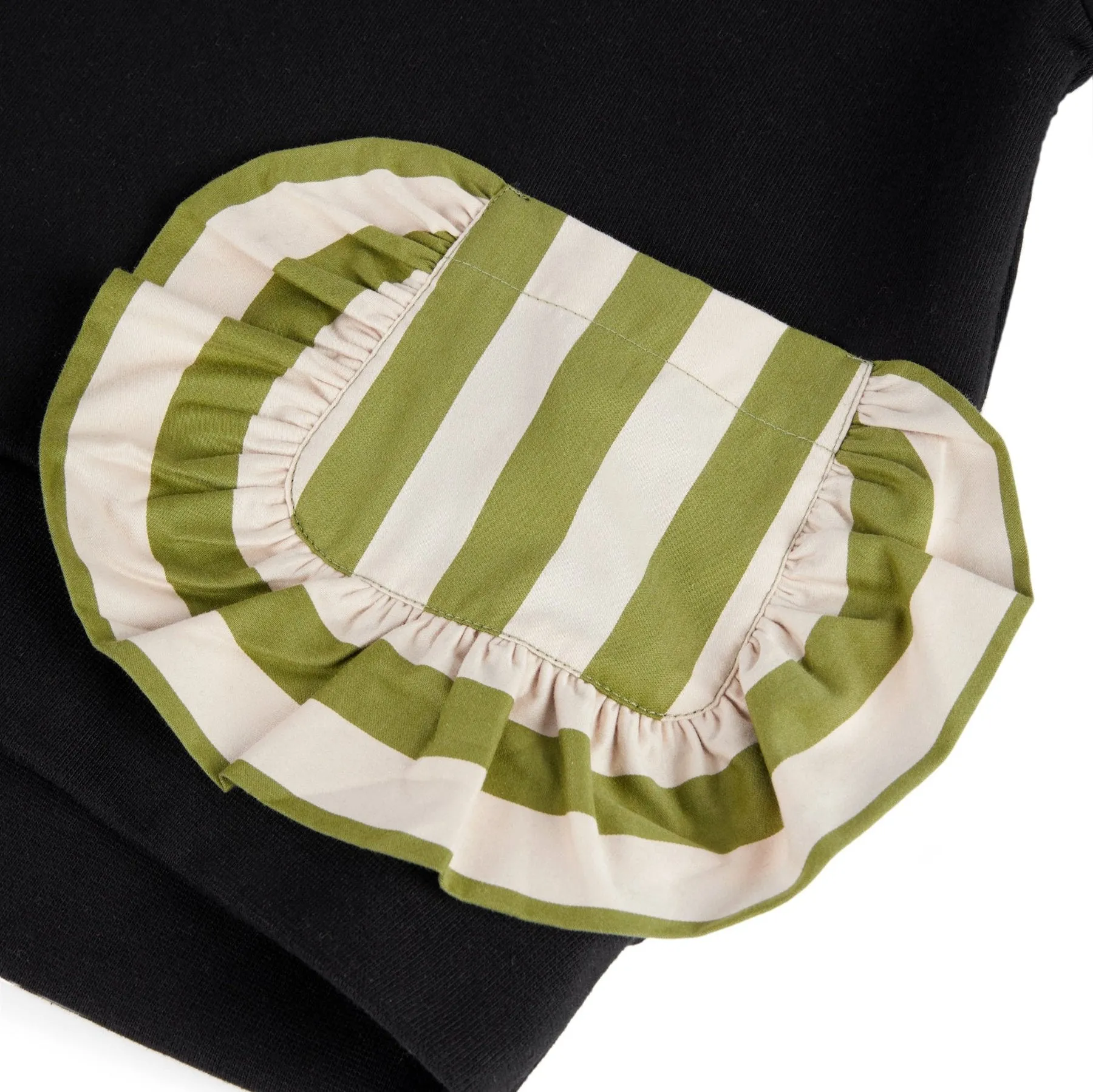 Bernadette Classic Sweatshirt with Pinstripe Ruffle Pocket