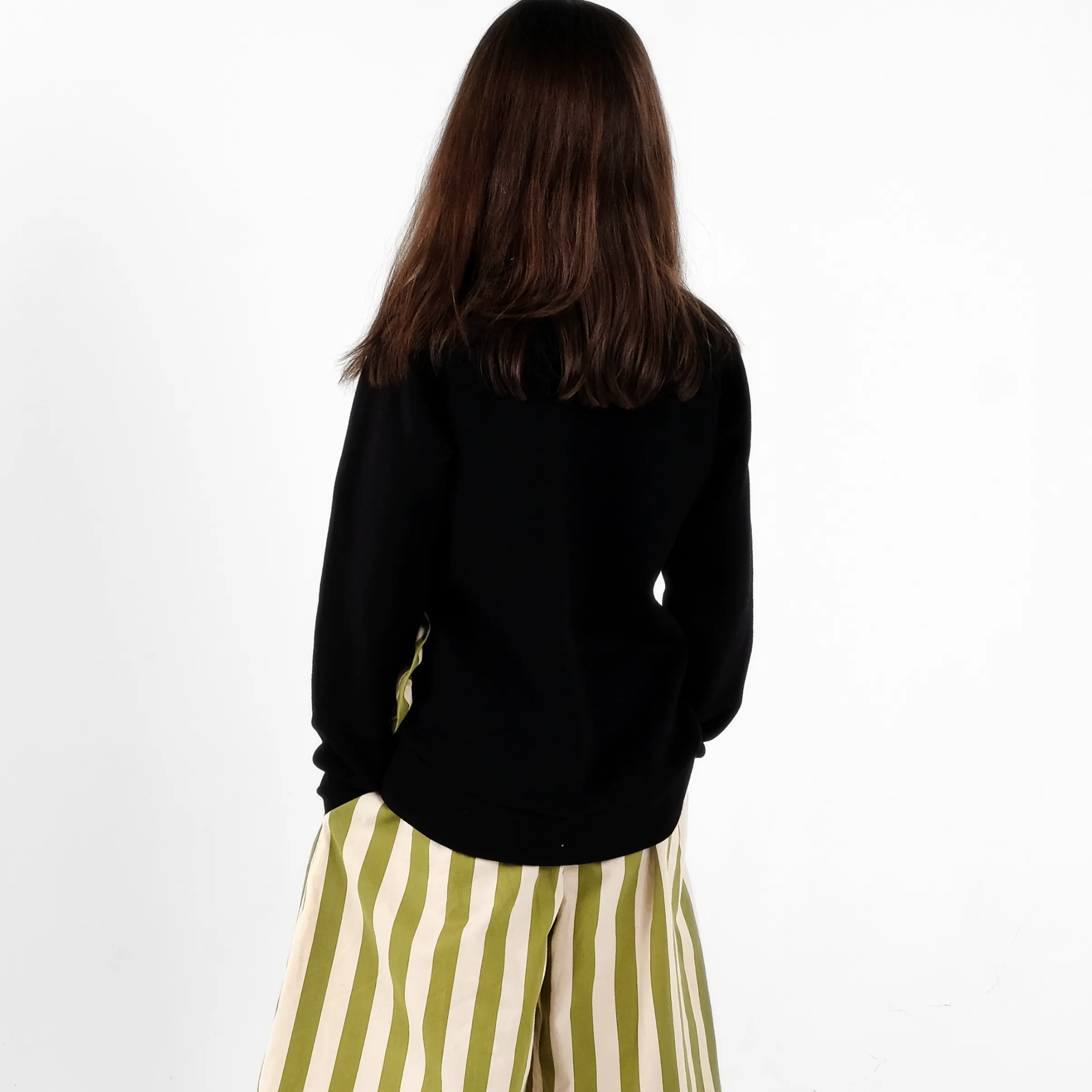 Bernadette Classic Sweatshirt with Pinstripe Ruffle Pocket