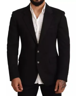 Black Cotton Slim Fit Coat Jacket Blazer