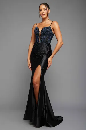 Black Fitted Ballgown W/Glossy Look