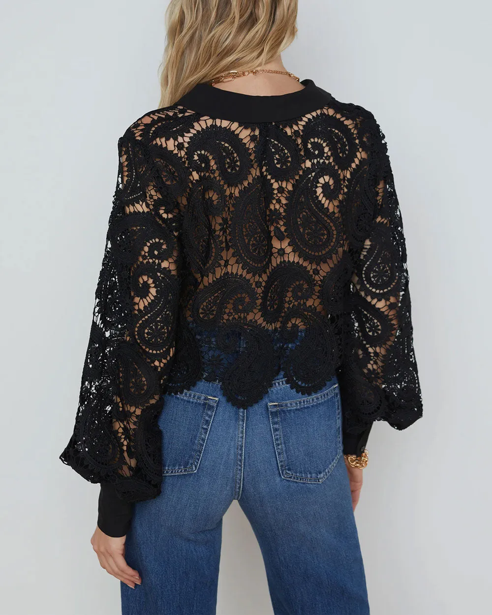 Black Odelia Button Down Crop Shirt